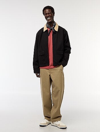 Veste en twill zippée avec col côtelé