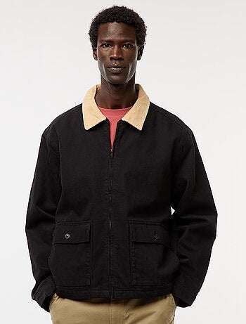 Veste en twill zippée avec col côtelé
