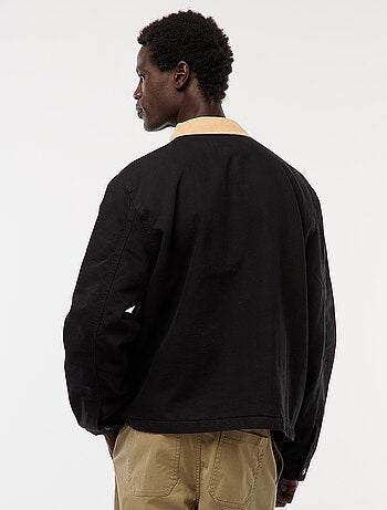 Veste en twill zippée avec col côtelé