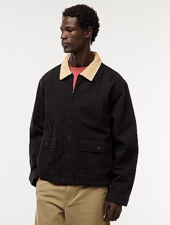Veste en twill zippée avec col côtelé