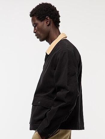 Veste en twill zippée avec col côtelé