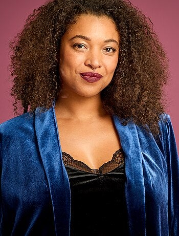 Veste longue en velours satiné