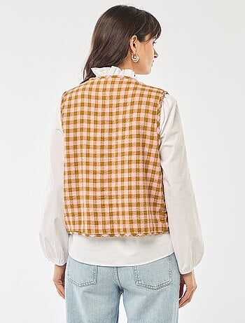 Veste sans manches réversible à carreaux