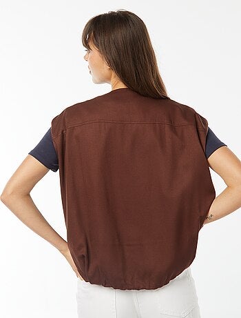Veste sans manches satinée et zippée