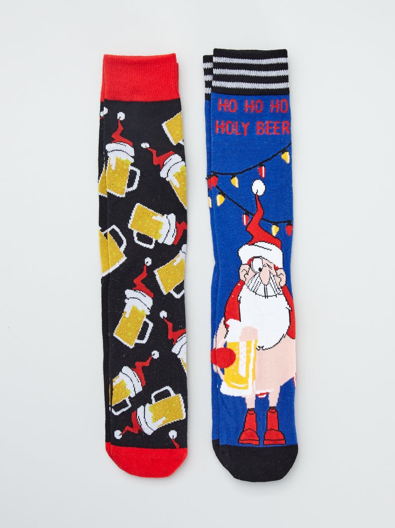 - Lot de 2 paires de chaussettes père Noël BEIGE - Kiabi
