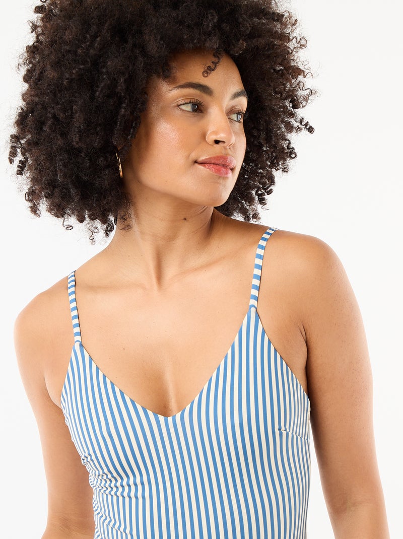 1-delig badpak met omkeerbare print Blauw - Kiabi