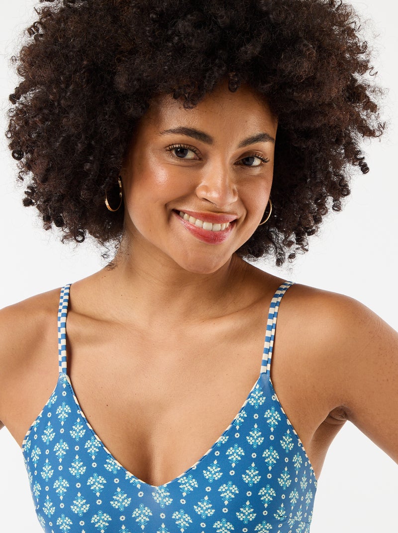 1-delig badpak met omkeerbare print Blauw - Kiabi
