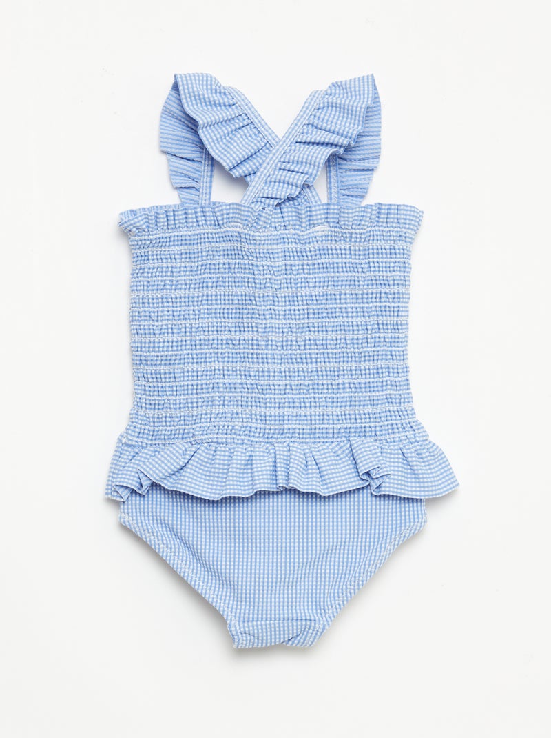 1-delig gesmokt badpak met ruches Blauw - Kiabi
