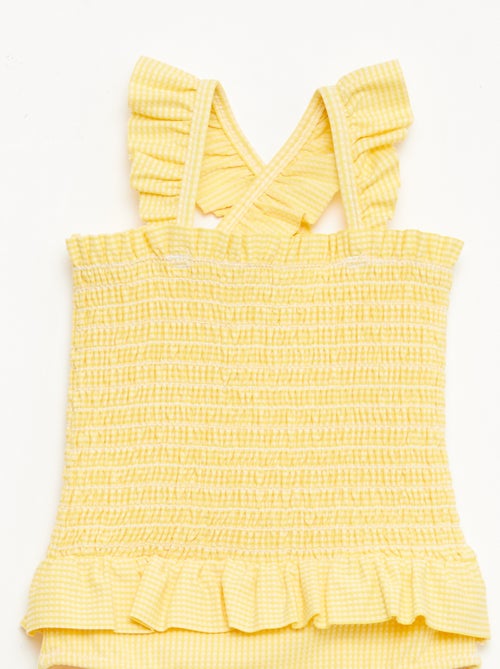 1-delig gesmokt badpak met ruches - Kiabi