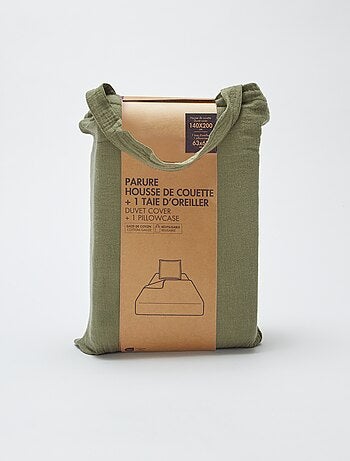 1-persoons dekbedovertrekset (140 x 200cm) van katoenen mousseline - Kiabi Home