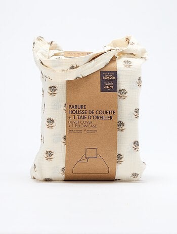 1-persoons dekbedovertrekset (140 x 200cm) van katoenen mousseline - Kiabi Home