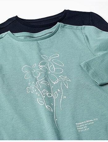 2 T-shirts met lange mouwen met kunstprints
