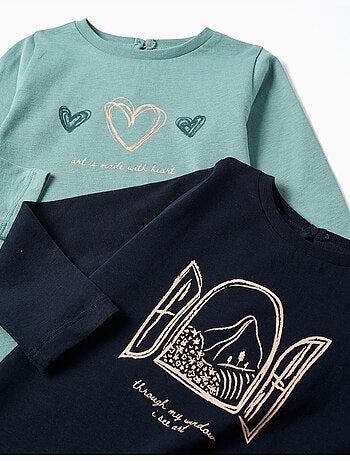 1 t-shirts met lange mouwen met kunstprints