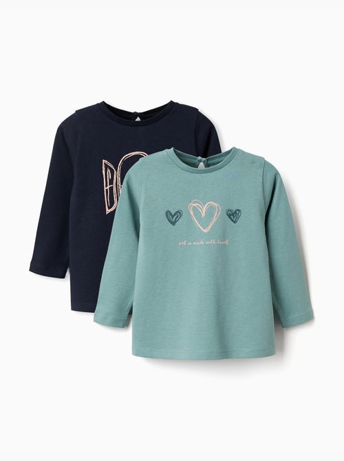 1 T-shirts met lange mouwen met kunstprints - Kiabi