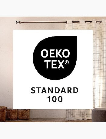 100% katoen beige geruit gordijn lourmarin