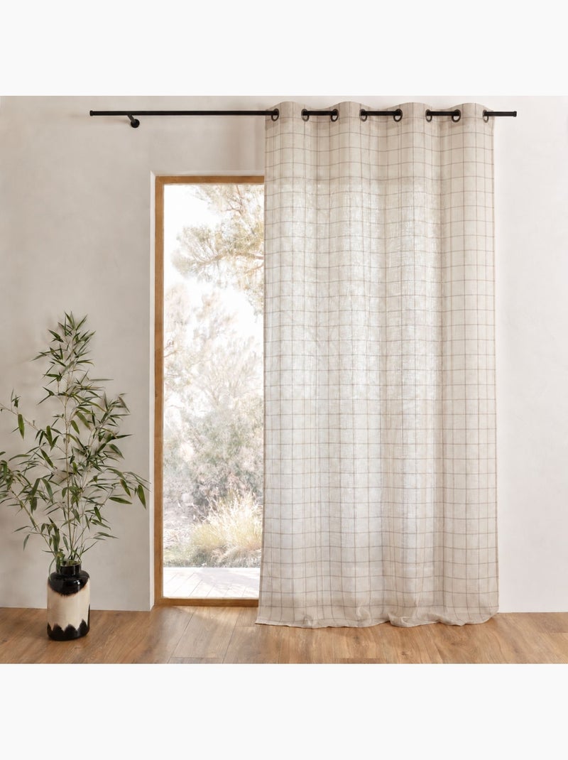 100% katoen beige geruit gordijn lourmarin Beige - Kiabi