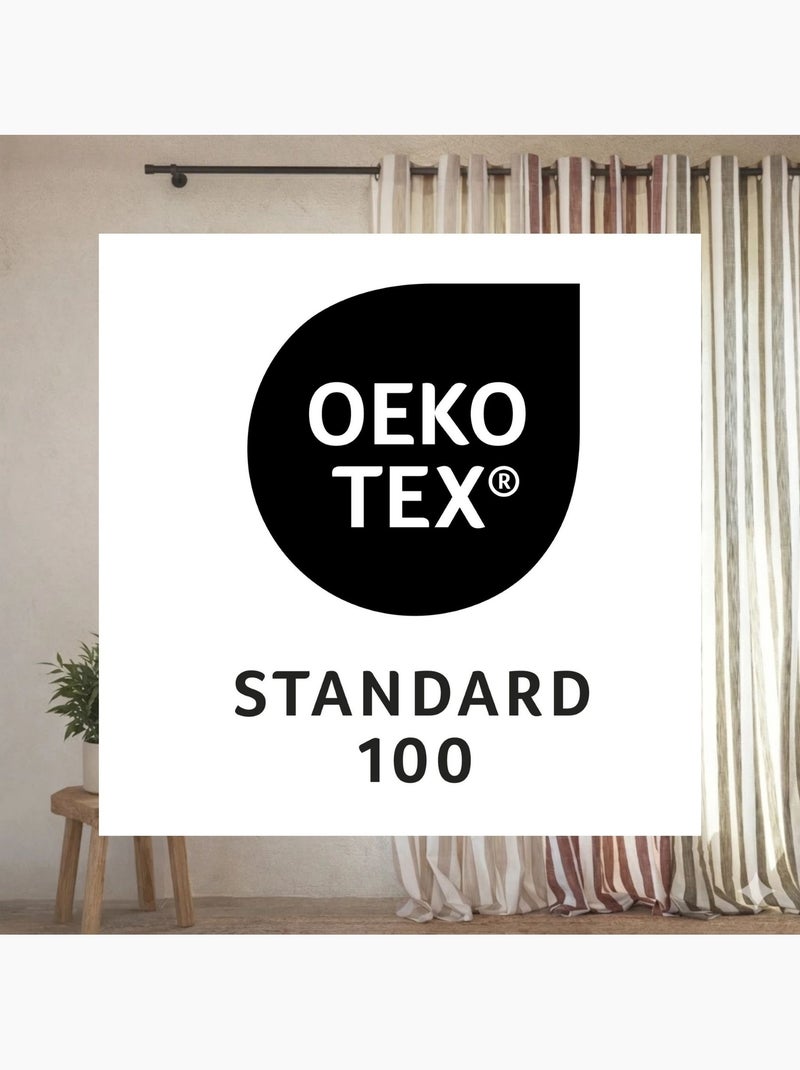 100% katoen brede strepen gordijn lourmarin Kaki - Kiabi