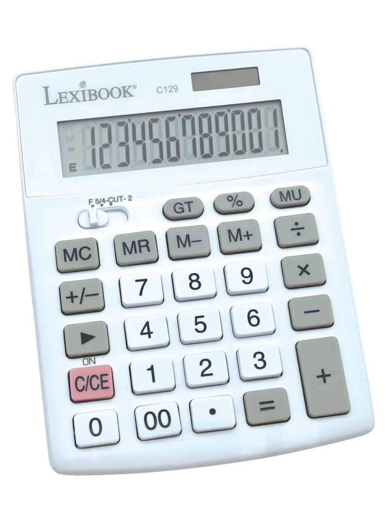 12-digit zakrekenmachine met dual stroom Wit - Kiabi