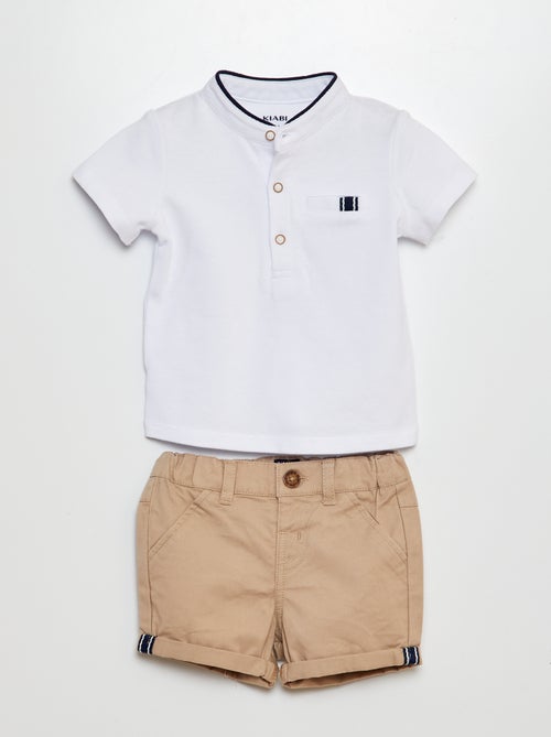 2-delig setje met T-shirt in polostijl + short van twill - 2-delig - Kiabi