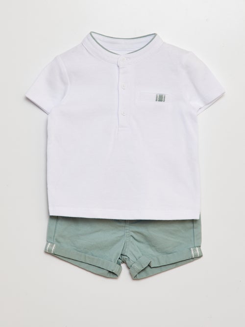 2-delig setje met T-shirt in polostijl + short van twill - 2-delig - Kiabi