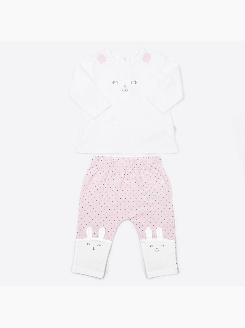 2-delige babypyjama van biologisch katoen, rabbit | kitikate Roze - Kiabi