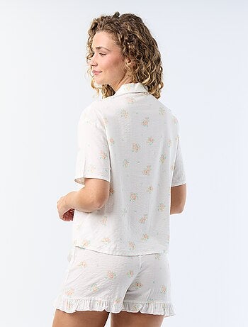2-delige bedrukte korte pyjama van katoenvoile