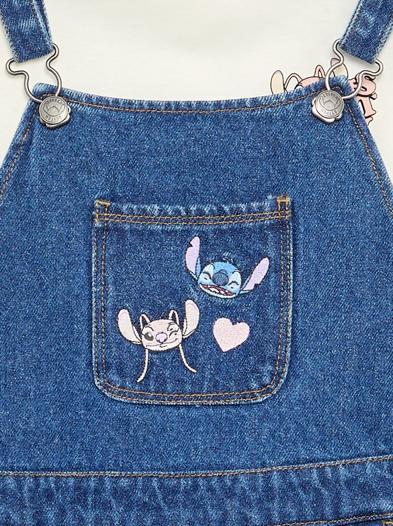 2-delige 'Disney' Stitch' set - tuinjurk + T-shirt met lange mouwen Blauw - Kiabi