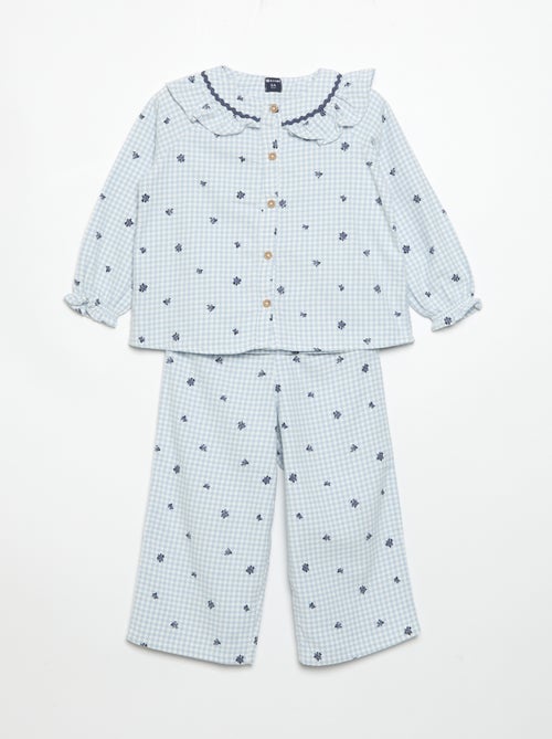 2-delige flanellen pyjama - Bovenstuk met knoopjes + broek - Kiabi 2-delige flanellen pyjama - Bovenstuk met knoopjes + broek - Kiabi