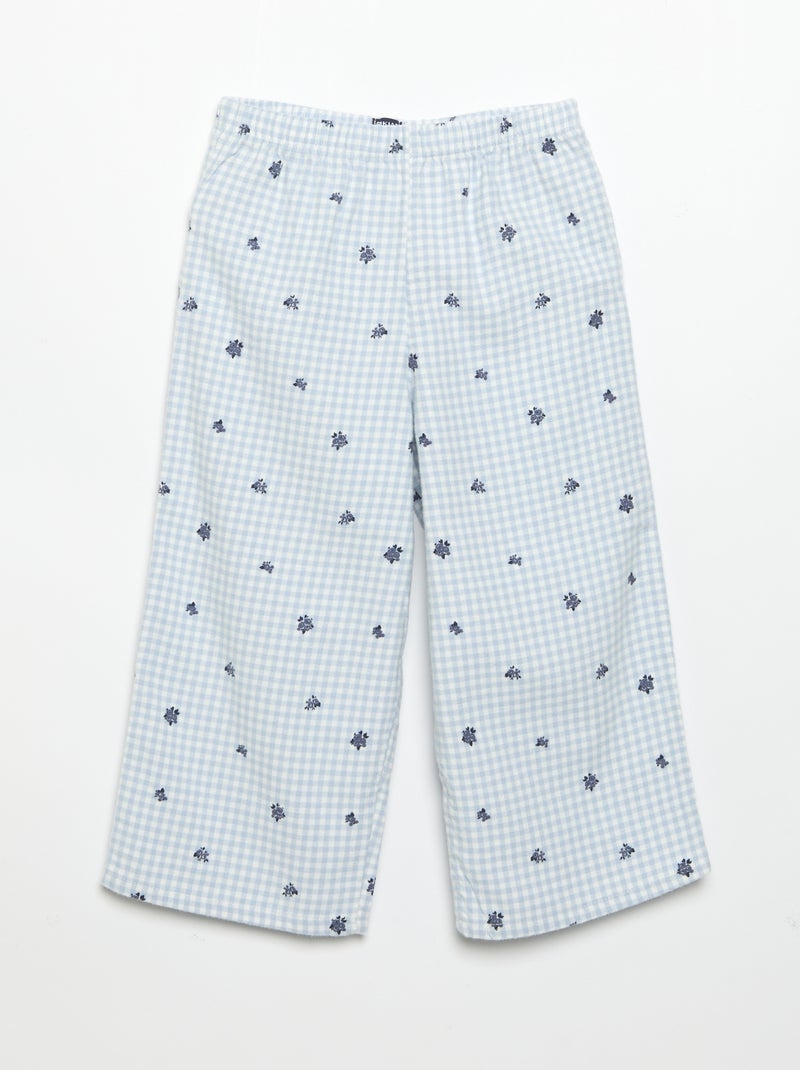 2-delige flanellen pyjama - Bovenstuk met knoopjes + broek Blauw - Kiabi