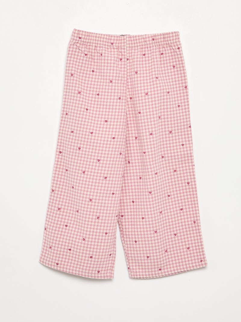 2-delige flanellen pyjama - Bovenstuk met knoopjes + broek Rose - Kiabi
