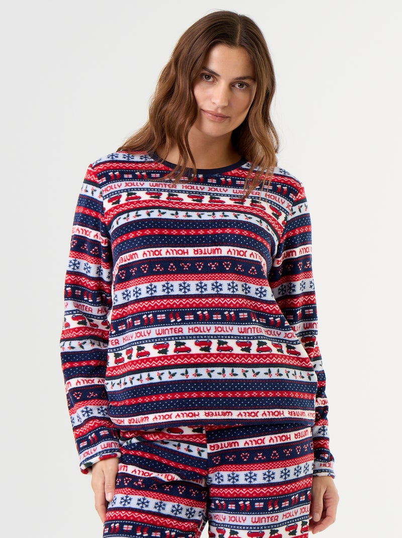 2-delige fleece pyjamaset Blauw - Kiabi
