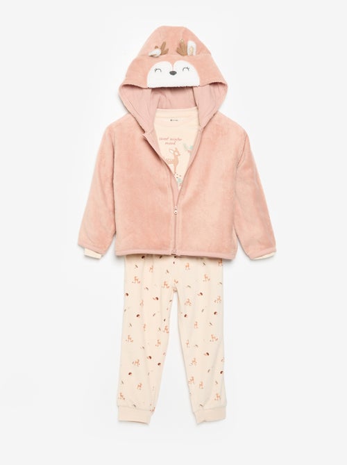 2-delige fleece pyjamaset met geanimeerde capuchon - Kiabi 2-delige fleece pyjamaset met geanimeerde capuchon - Kiabi