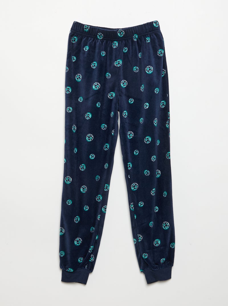 2-delige fleecepyjama - sweatshirt en broek Blauw - Kiabi