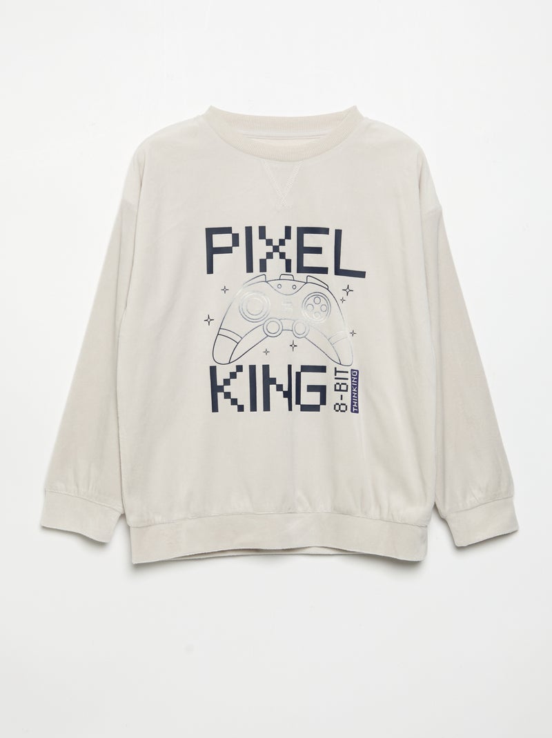 2-delige fleecepyjama - sweatshirt en broek Grijs - Kiabi