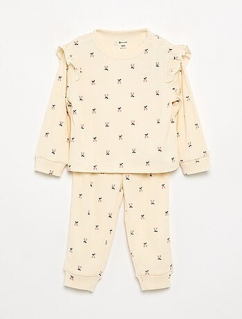 2-delige geprinte pyjama van ribstof