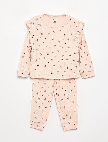 2-delige geprinte pyjama van ribstof