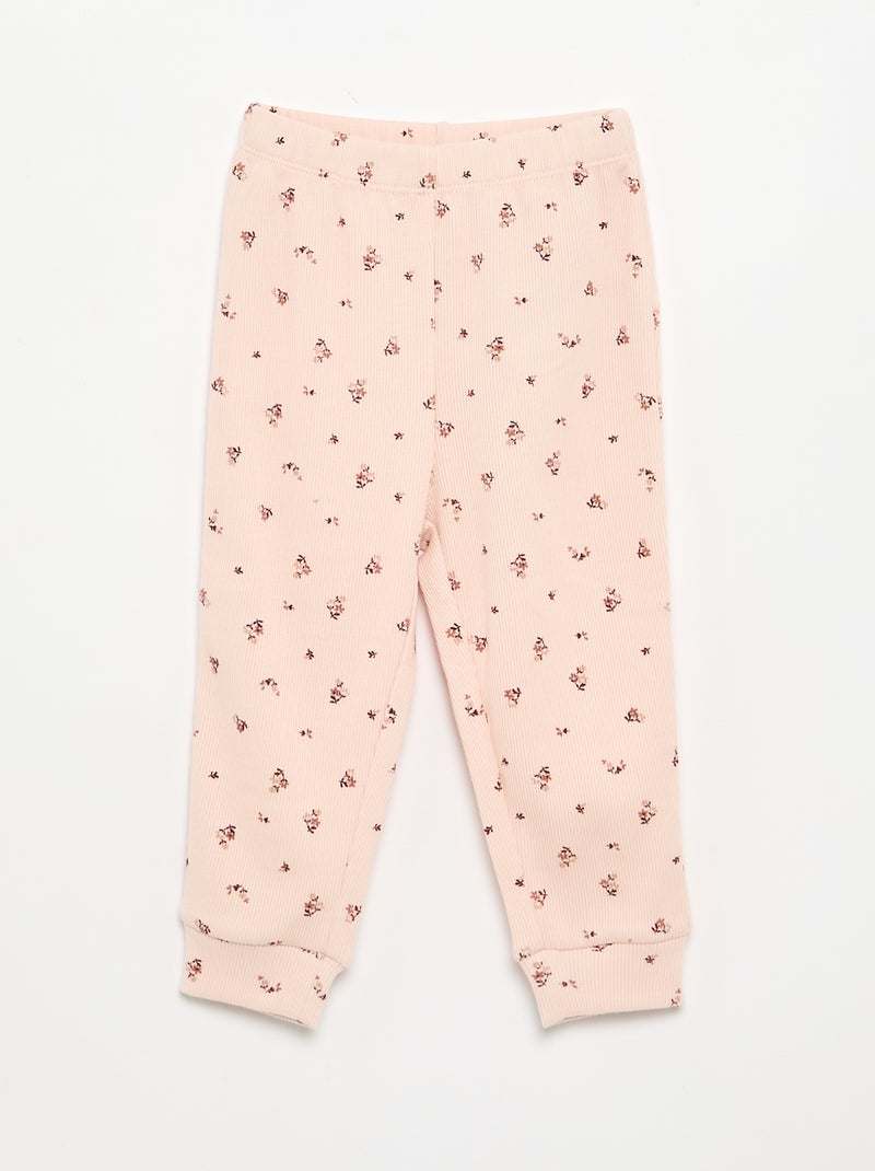 2-delige geprinte pyjama van ribstof Rose - Kiabi