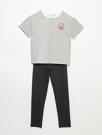 2-delige 'Hello Kitty' set: marinestreep shirt en legging