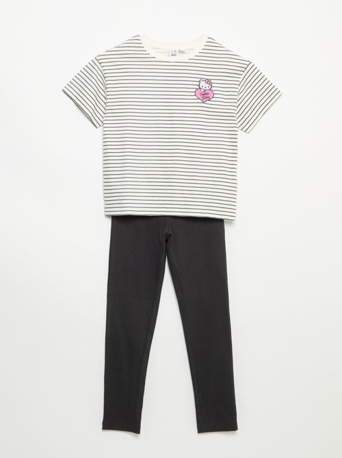 2-delige 'Hello Kitty' set: marinestreep shirt en legging - Kiabi