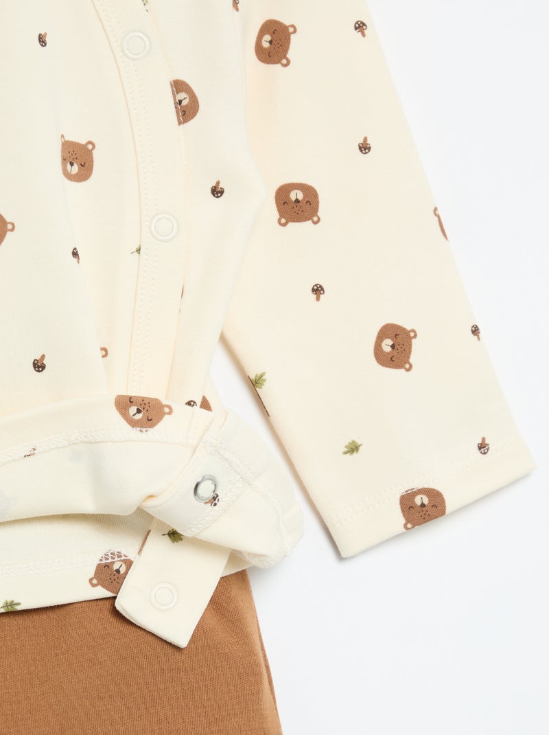 2-delige interlock pyjamaset Biege - Kiabi
