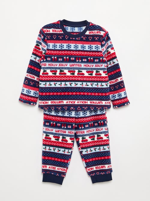 2-delige jacquard pyjama van fleece - sweater + broek - Kiabi 2-delige jacquard pyjama van fleece - sweater + broek - Kiabi