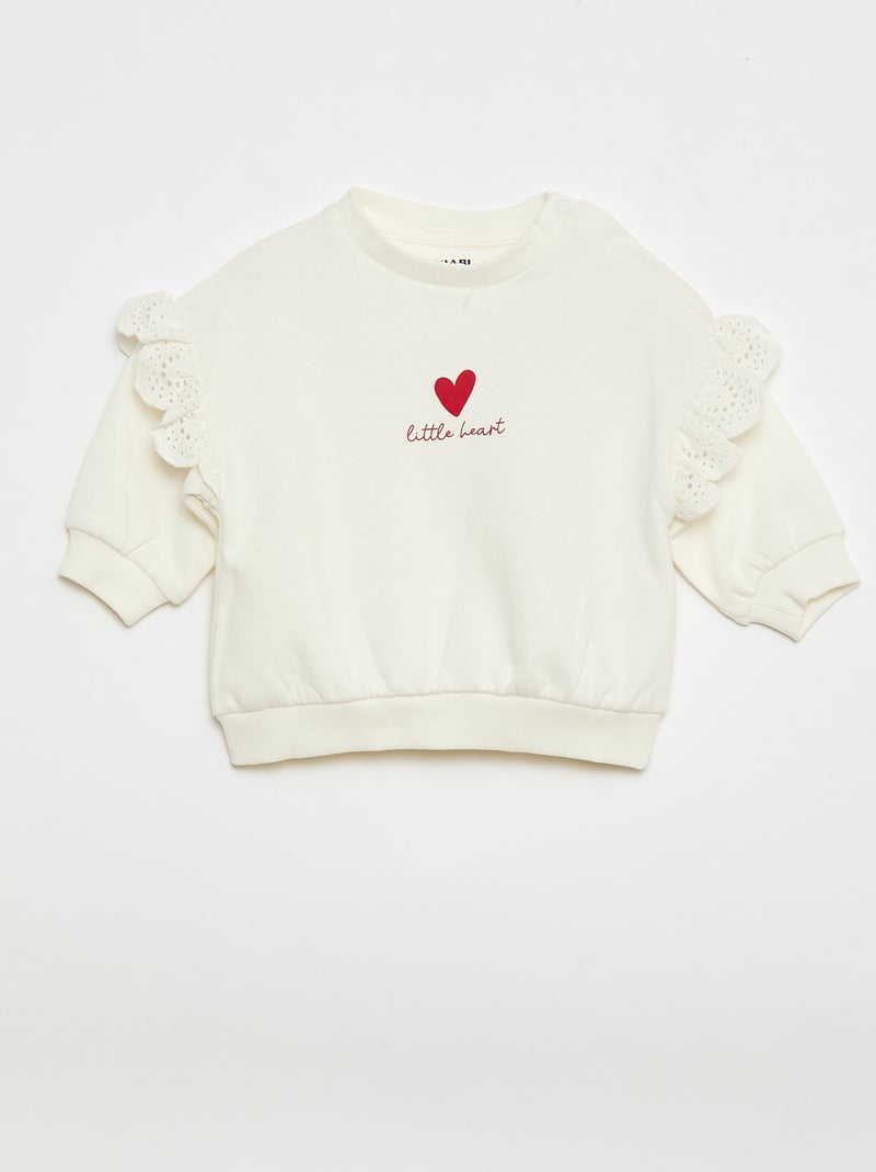 2-delige jogging set met sweater met volant + broek Biege - Kiabi
