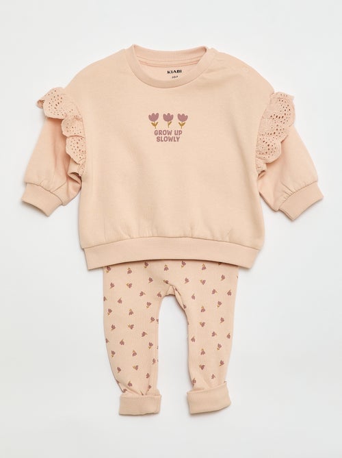 2-delige jogging set met sweater met volant + broek - Kiabi