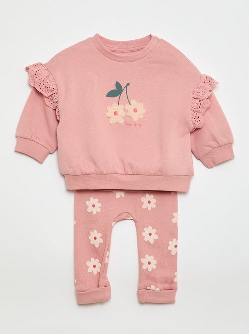 2-delige jogging set met sweater met volant + broek - Kiabi