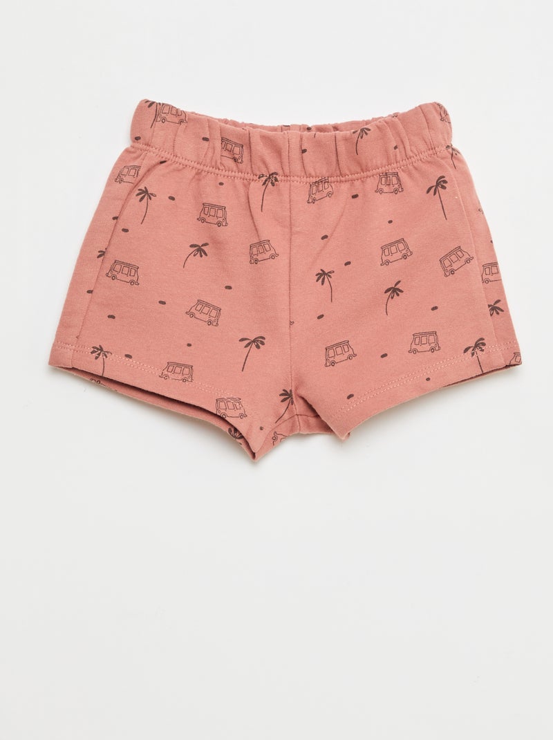 2-delige katoenen set: T-shirt + short Biege - Kiabi