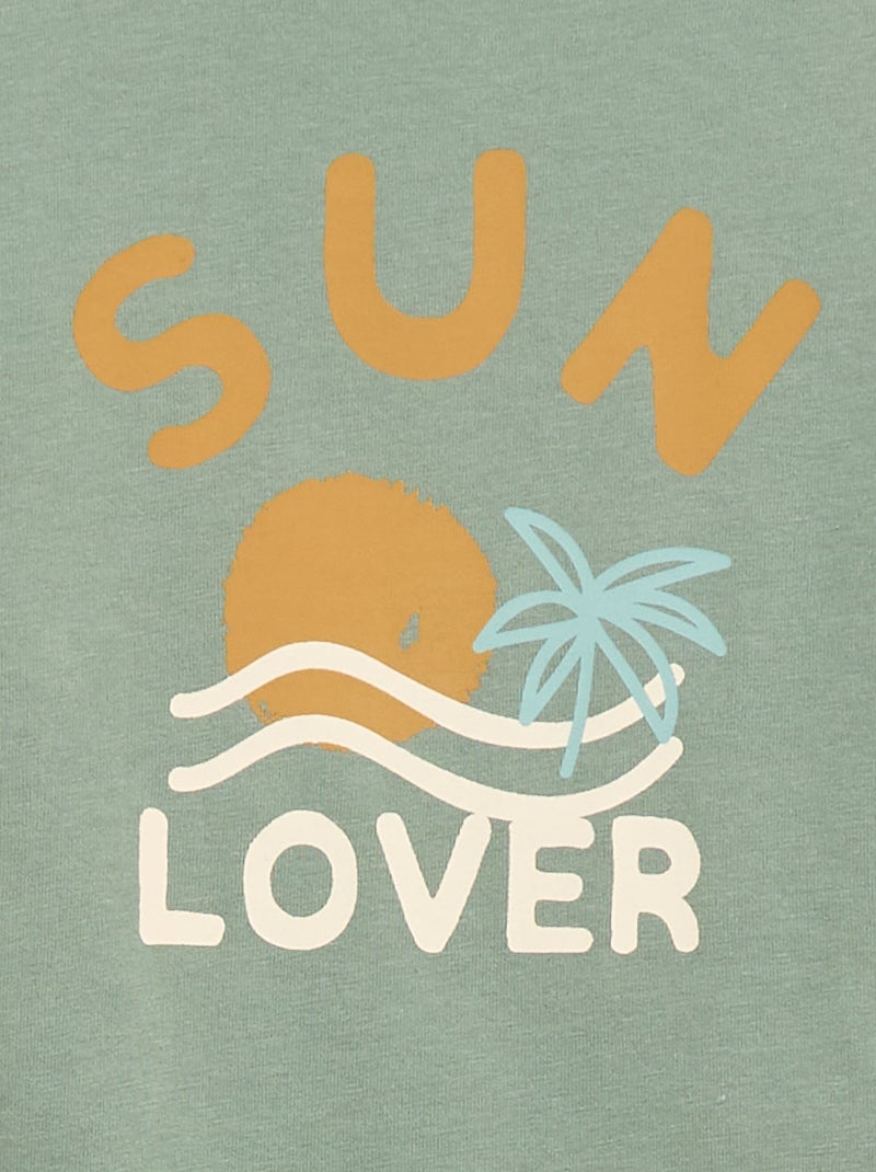 2-delige katoenen set: T-shirt + short Groen - Kiabi