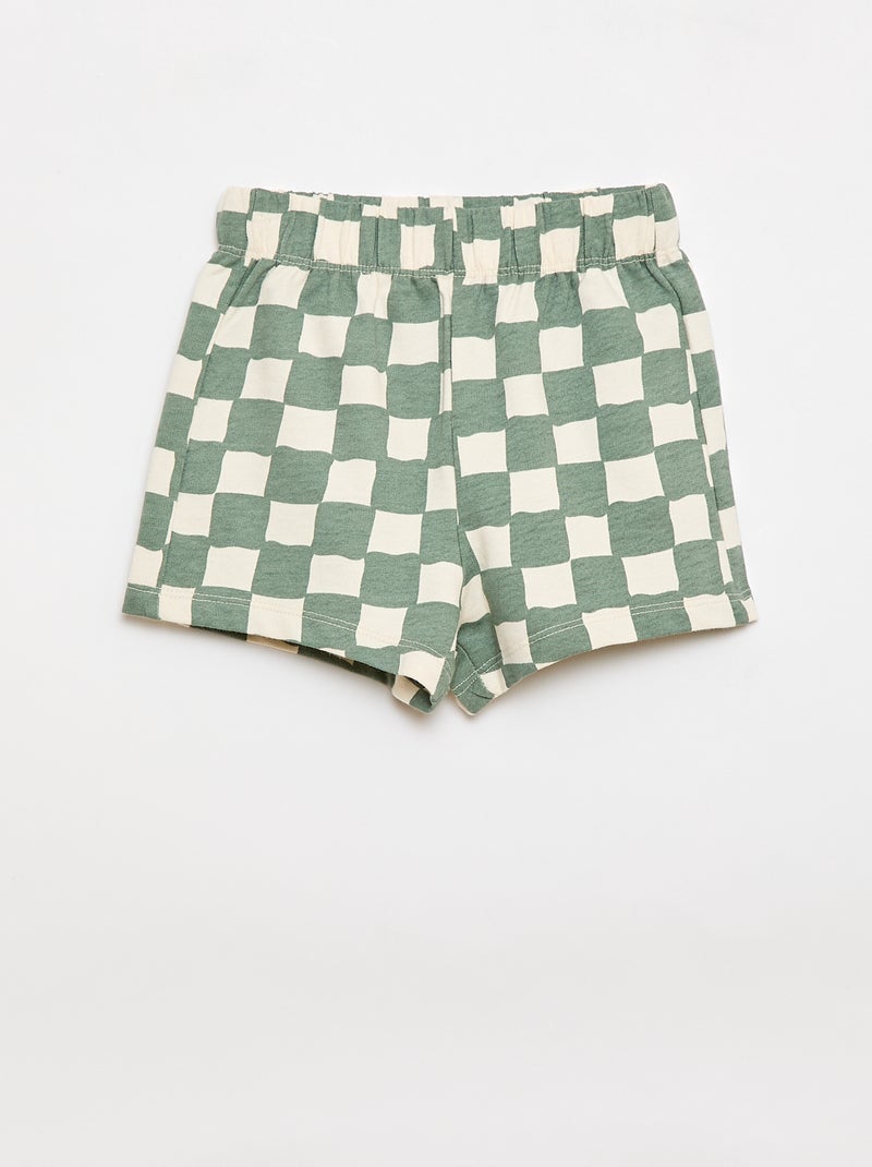 2-delige katoenen set: T-shirt + short Groen - Kiabi