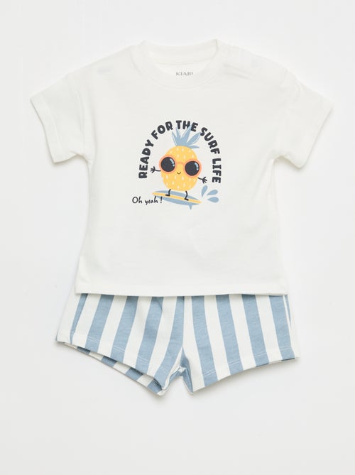 2-delige katoenen set: T-shirt + short - Kiabi