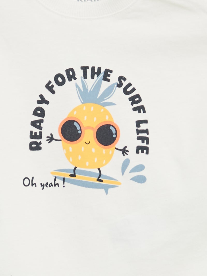 2-delige katoenen set: T-shirt + short Wit - Kiabi