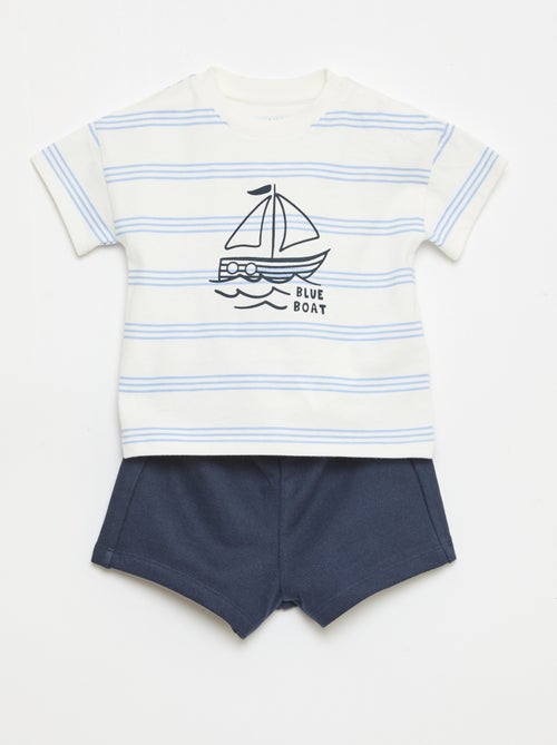 2-delige katoenen set: T-shirt + short - Kiabi